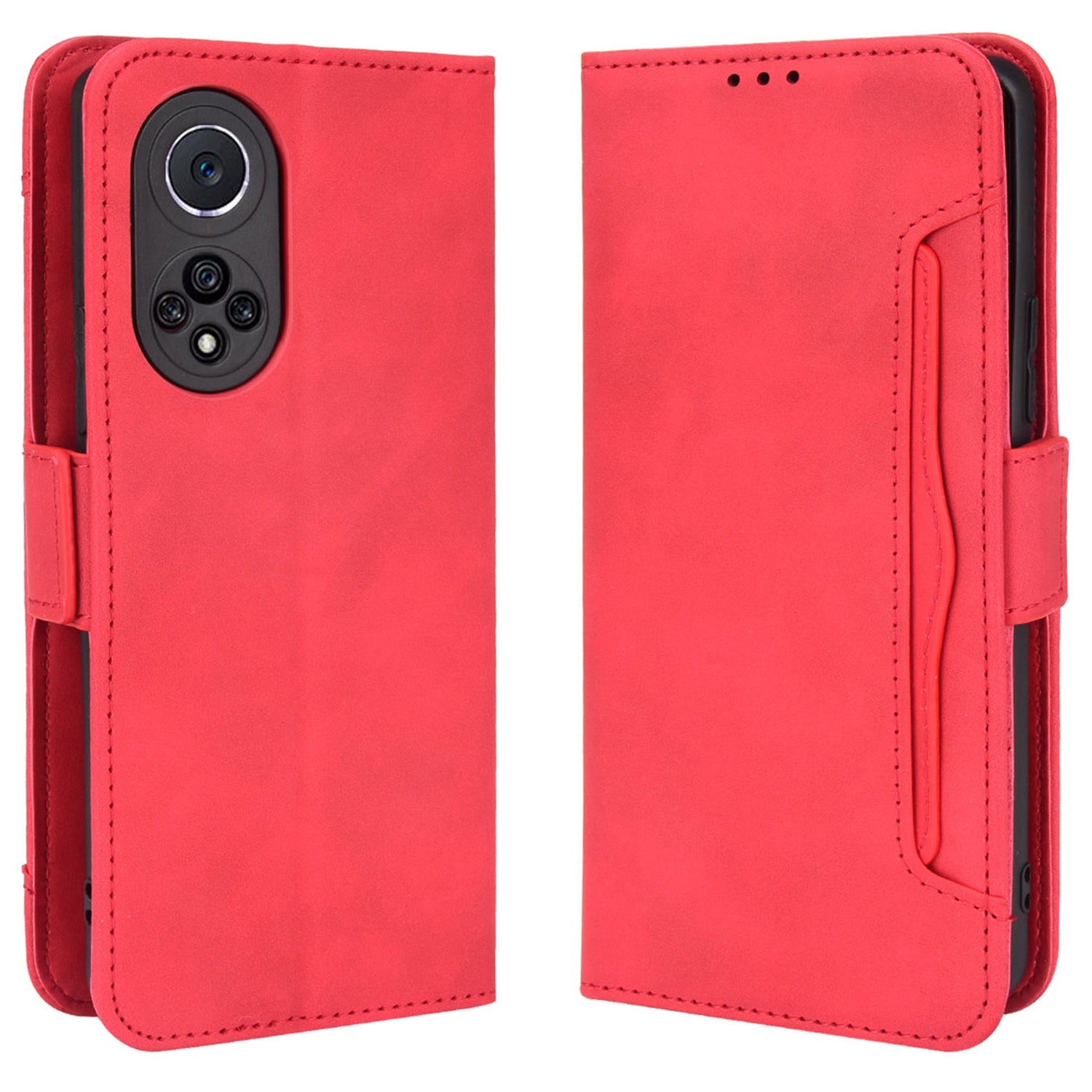 Special Phone Case Magnetic Closure Multiple Card Slots Design PU Leather Wallet Phone Cover for Huawei nova 9 Pro / Honor 50 Pro
