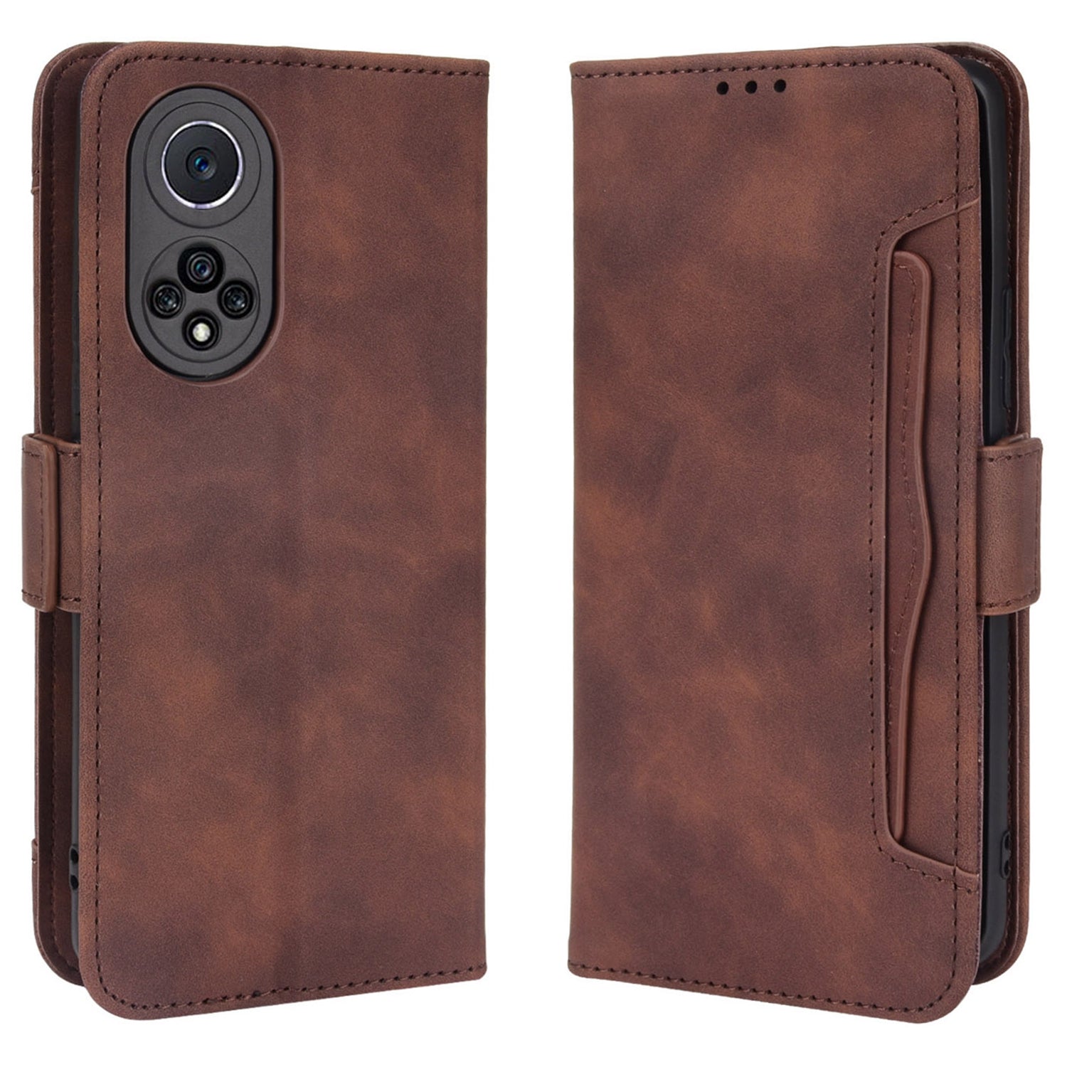 Special Phone Case Magnetic Closure Multiple Card Slots Design PU Leather Wallet Phone Cover for Huawei nova 9 Pro / Honor 50 Pro