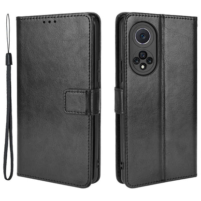 Fashionable Crazy Horse Texture PU Leather Wallet Magnetic Anti-Scratch Case with Wrist Strap for Huawei nova 9 Pro / Honor 50 Pro