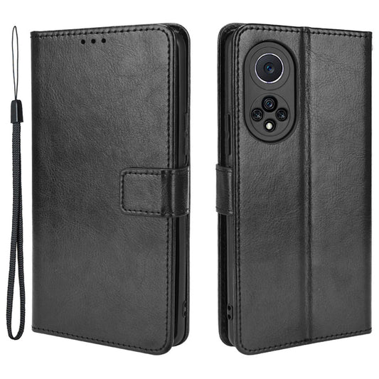 Fashionable Crazy Horse Texture PU Leather Wallet Magnetic Anti-Scratch Case with Wrist Strap for Huawei nova 9 Pro / Honor 50 Pro