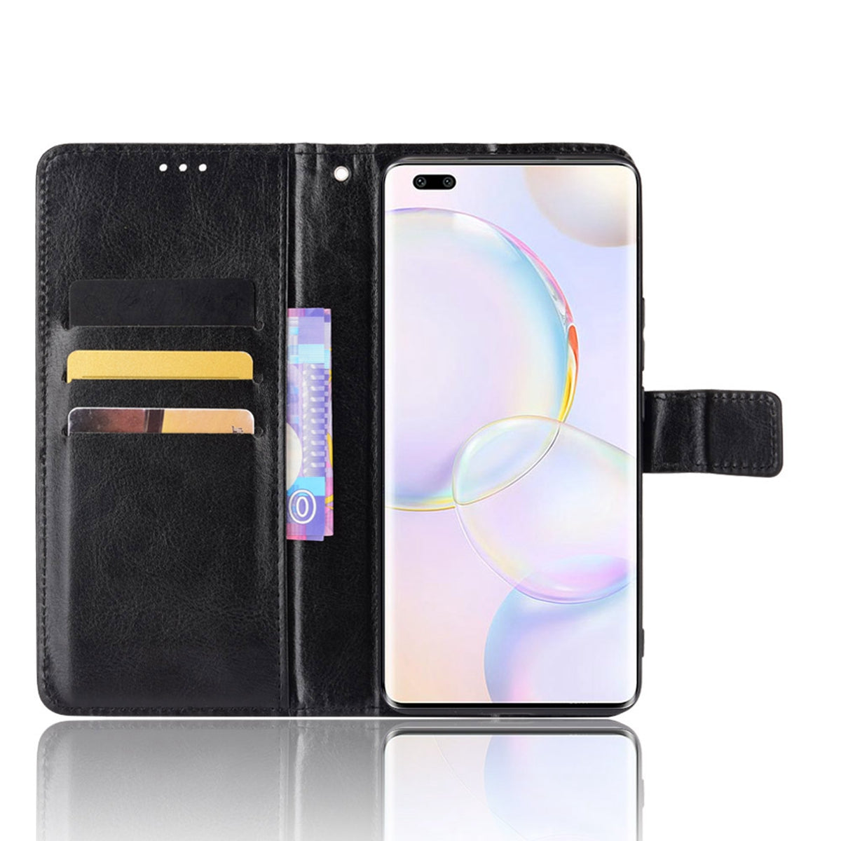 Fashionable Crazy Horse Texture PU Leather Wallet Magnetic Anti-Scratch Case with Wrist Strap for Huawei nova 9 Pro / Honor 50 Pro