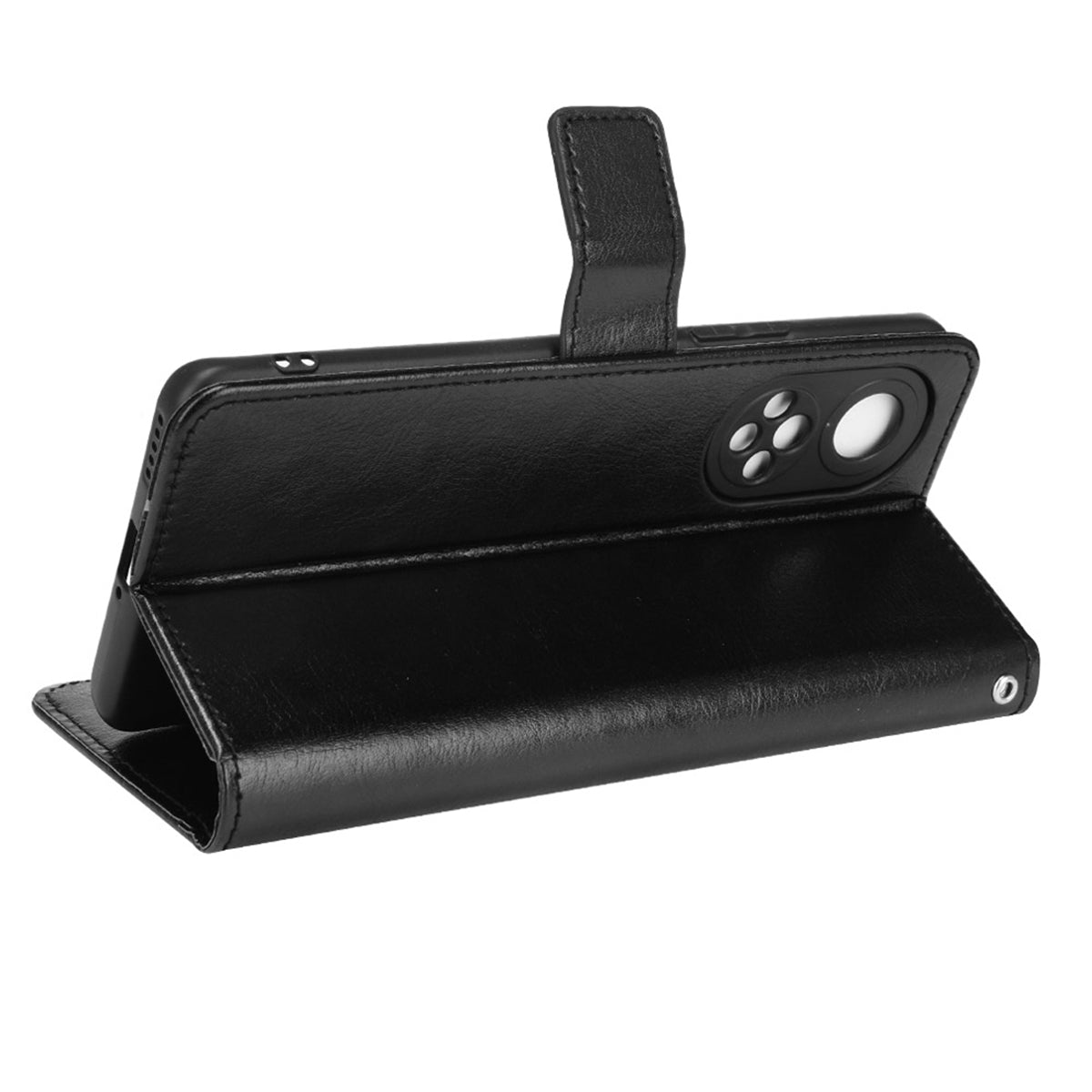 Fashionable Crazy Horse Texture PU Leather Wallet Magnetic Anti-Scratch Case with Wrist Strap for Huawei nova 9 Pro / Honor 50 Pro