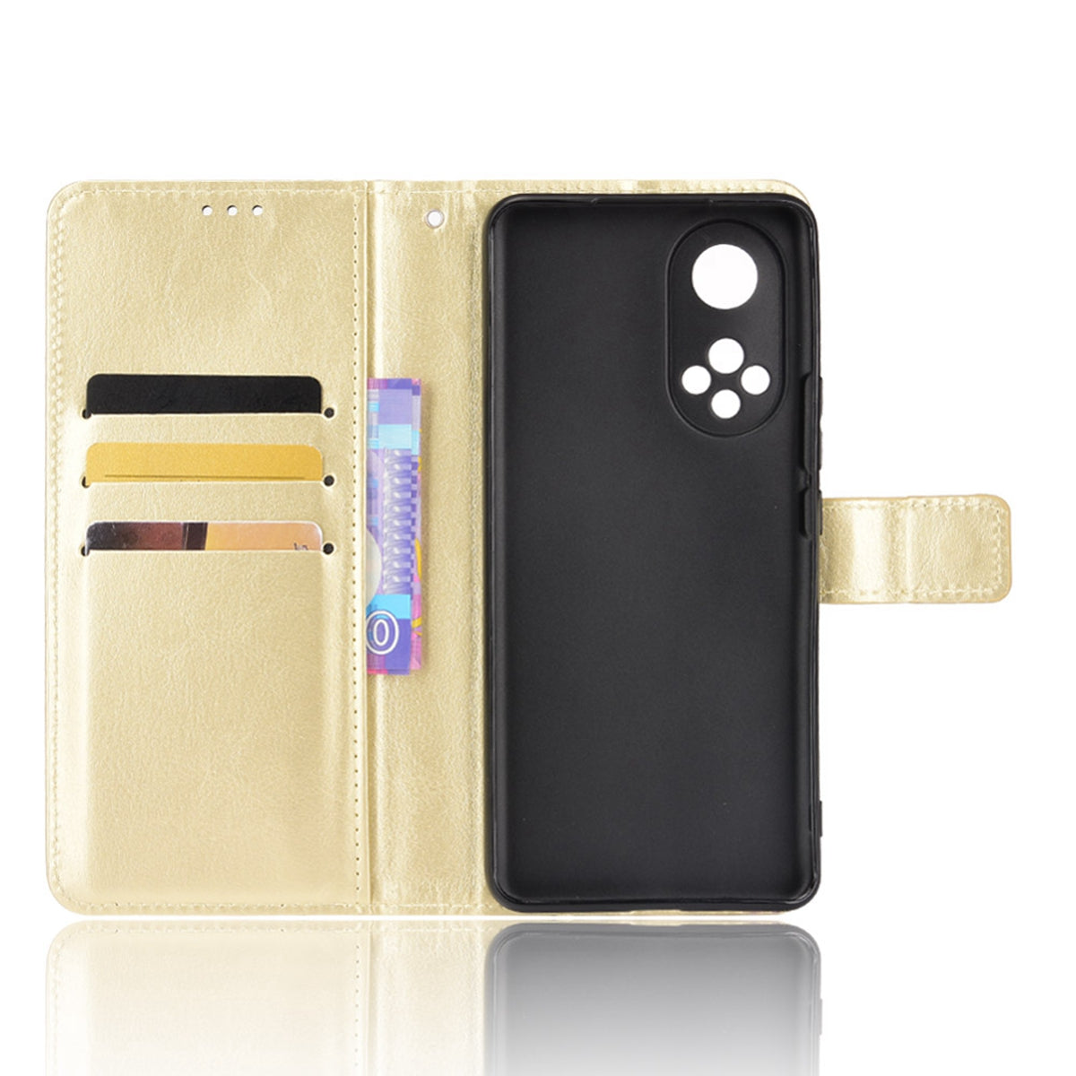 Fashionable Crazy Horse Texture PU Leather Wallet Magnetic Anti-Scratch Case with Wrist Strap for Huawei nova 9 Pro / Honor 50 Pro