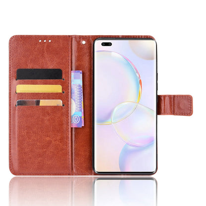 Fashionable Crazy Horse Texture PU Leather Wallet Magnetic Anti-Scratch Case with Wrist Strap for Huawei nova 9 Pro / Honor 50 Pro