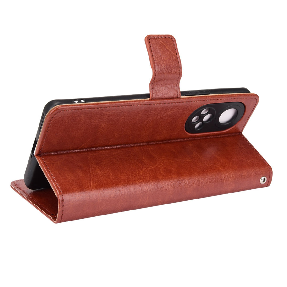 Fashionable Crazy Horse Texture PU Leather Wallet Magnetic Anti-Scratch Case with Wrist Strap for Huawei nova 9 Pro / Honor 50 Pro