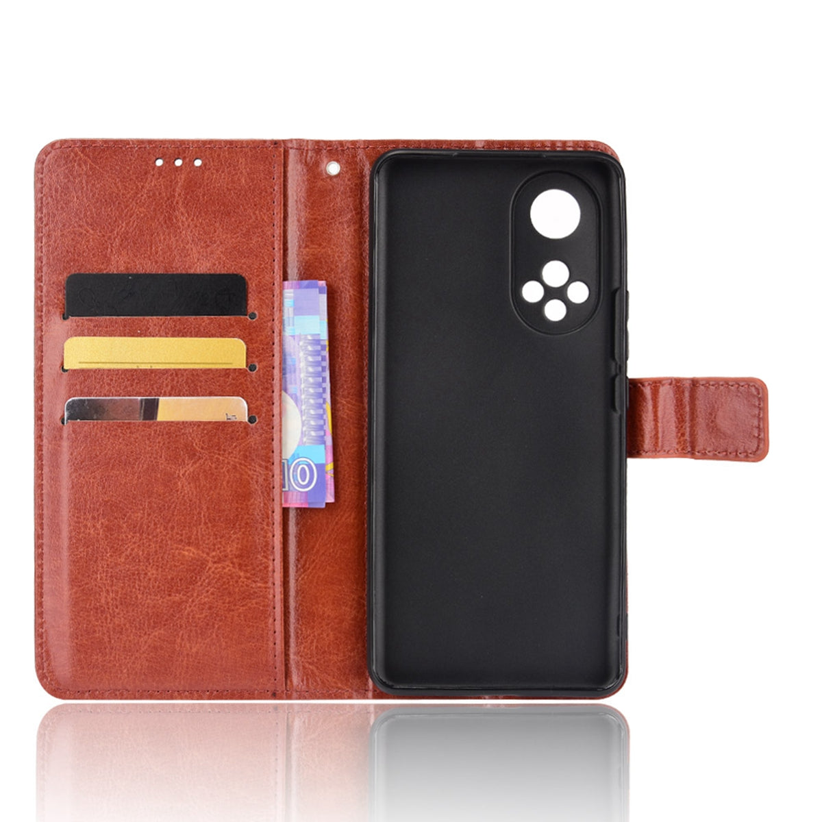 Fashionable Crazy Horse Texture PU Leather Wallet Magnetic Anti-Scratch Case with Wrist Strap for Huawei nova 9 Pro / Honor 50 Pro