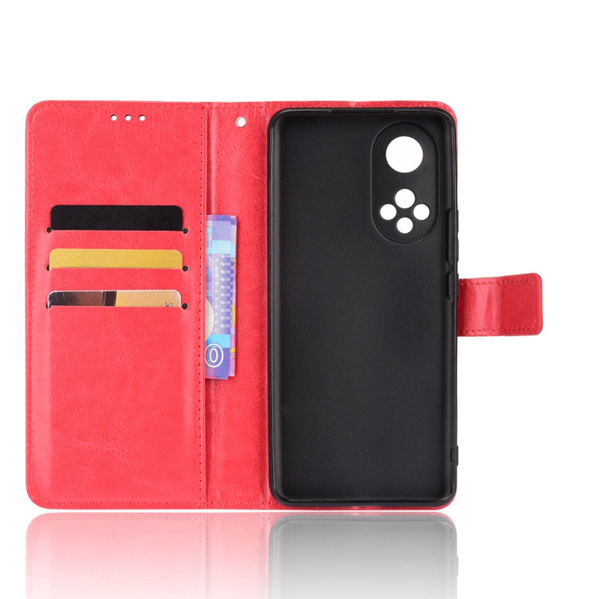 Fashionable Crazy Horse Texture PU Leather Wallet Magnetic Anti-Scratch Case with Wrist Strap for Huawei nova 9 Pro / Honor 50 Pro