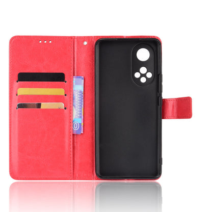 Fashionable Crazy Horse Texture PU Leather Wallet Magnetic Anti-Scratch Case with Wrist Strap for Huawei nova 9 Pro / Honor 50 Pro