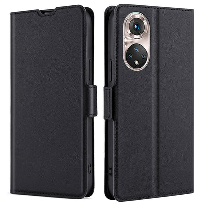 Ultra-thin Stand Flip Solid Color Leather Shell with Card Slot Side Magnetic Closure Protective Case for Honor 50 Pro