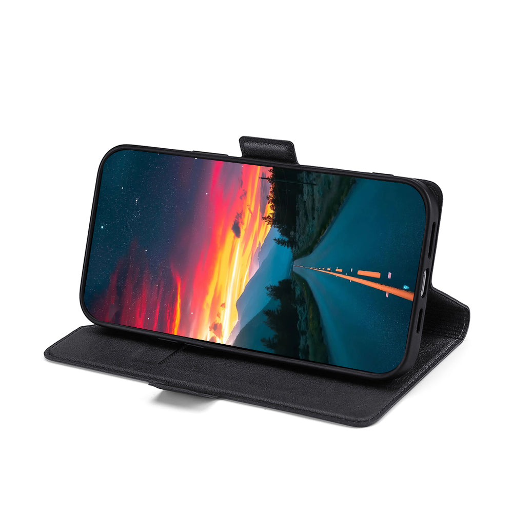 Ultra-thin Stand Flip Solid Color Leather Shell with Card Slot Side Magnetic Closure Protective Case for Honor 50 Pro