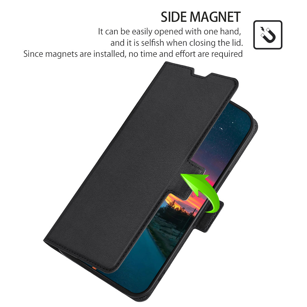 Ultra-thin Stand Flip Solid Color Leather Shell with Card Slot Side Magnetic Closure Protective Case for Honor 50 Pro