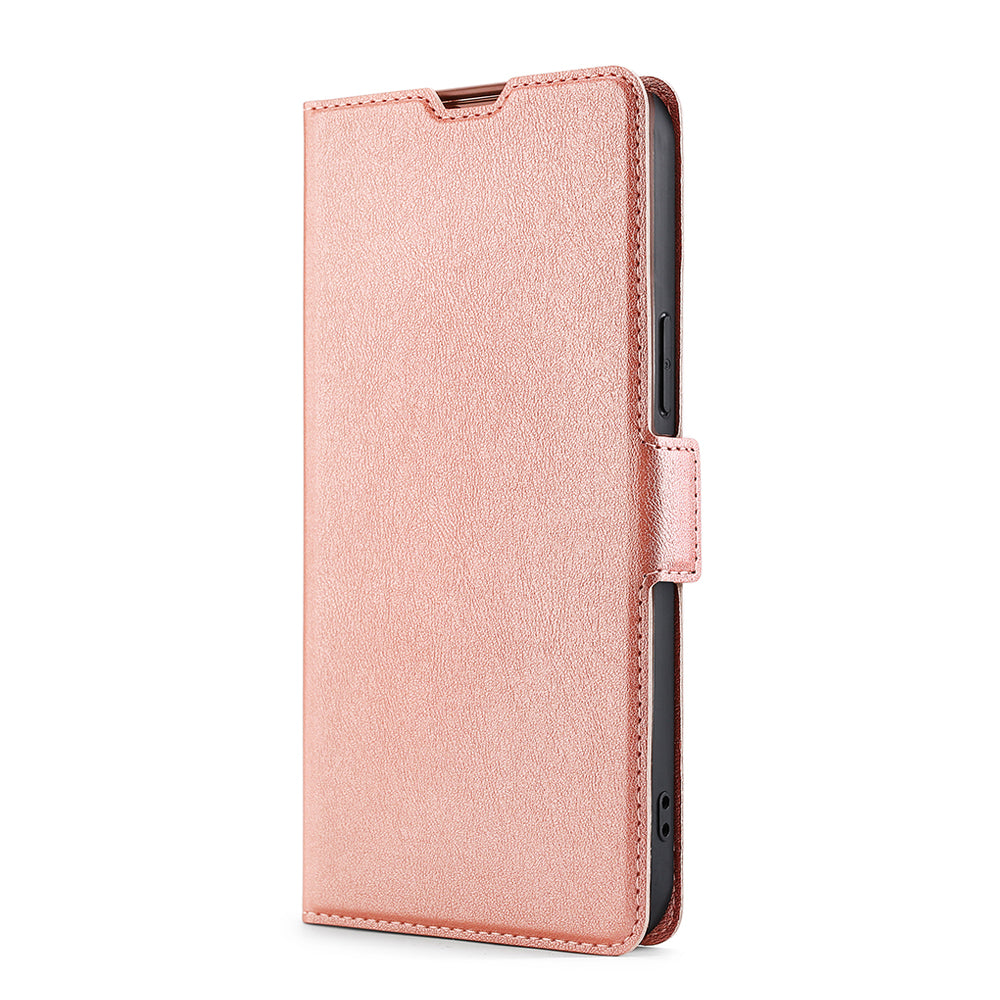 Ultra-thin Stand Flip Solid Color Leather Shell with Card Slot Side Magnetic Closure Protective Case for Honor 50 Pro