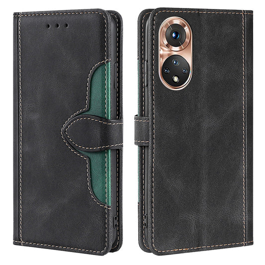 Bi-color Magnetic Clasp Anti-scratch Anti-shock PU Leather and TPU Phone Case Cover with Stand for Honor 50