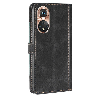 Bi-color Magnetic Clasp Anti-scratch Anti-shock PU Leather and TPU Phone Case Cover with Stand for Honor 50
