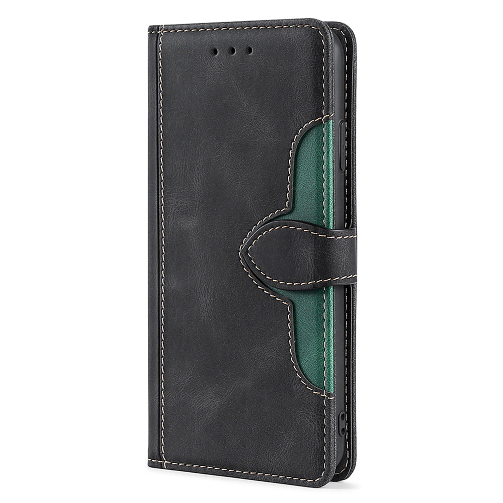 Bi-color Magnetic Clasp Anti-scratch Anti-shock PU Leather and TPU Phone Case Cover with Stand for Honor 50