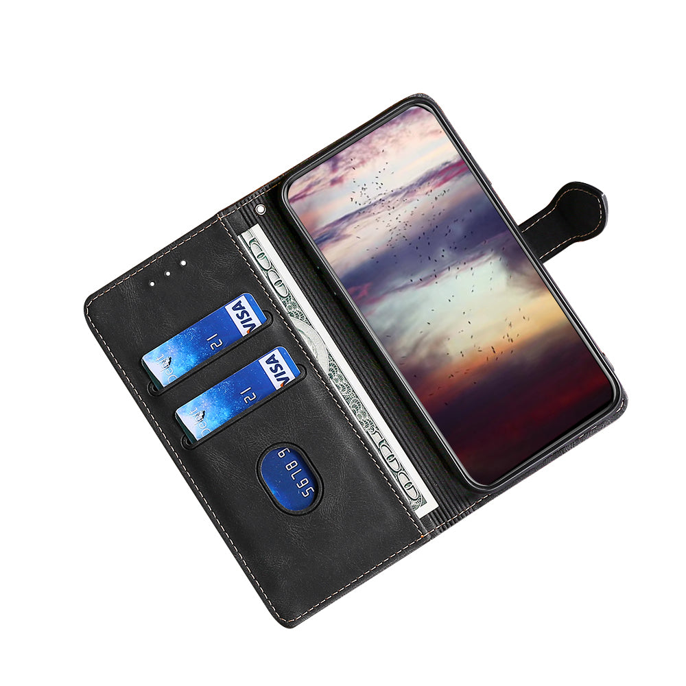 Bi-color Magnetic Clasp Anti-scratch Anti-shock PU Leather and TPU Phone Case Cover with Stand for Honor 50