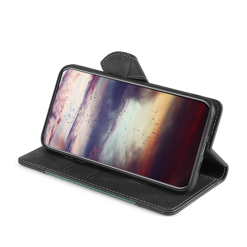 Bi-color Magnetic Clasp Anti-scratch Anti-shock PU Leather and TPU Phone Case Cover with Stand for Honor 50