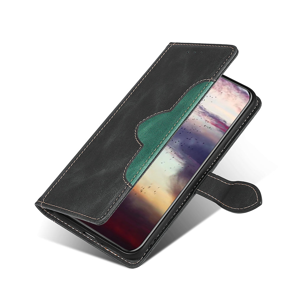 Bi-color Magnetic Clasp Anti-scratch Anti-shock PU Leather and TPU Phone Case Cover with Stand for Honor 50