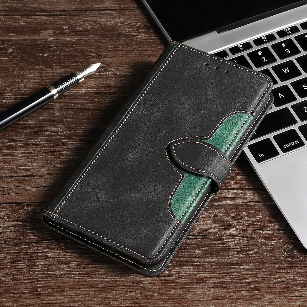Bi-color Magnetic Clasp Anti-scratch Anti-shock PU Leather and TPU Phone Case Cover with Stand for Honor 50