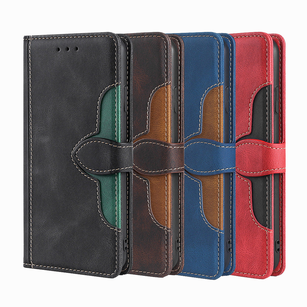 Bi-color Magnetic Clasp Anti-scratch Anti-shock PU Leather and TPU Phone Case Cover with Stand for Honor 50
