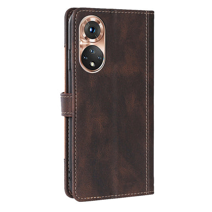 Bi-color Magnetic Clasp Anti-scratch Anti-shock PU Leather and TPU Phone Case Cover with Stand for Honor 50