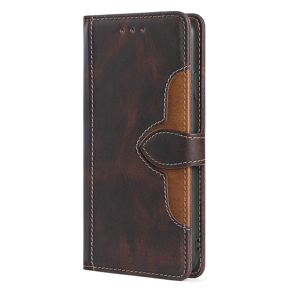 Bi-color Magnetic Clasp Anti-scratch Anti-shock PU Leather and TPU Phone Case Cover with Stand for Honor 50
