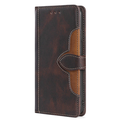 Bi-color Magnetic Clasp Anti-scratch Anti-shock PU Leather and TPU Phone Case Cover with Stand for Honor 50