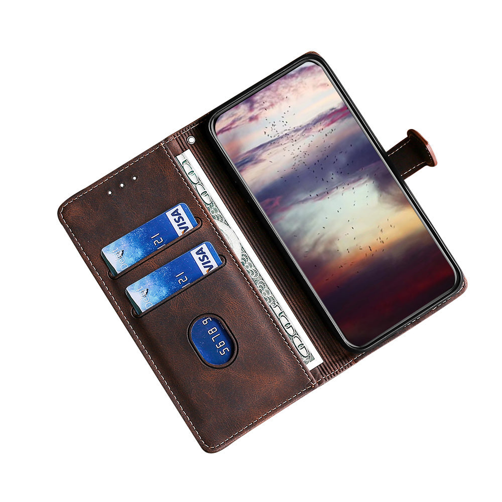 Bi-color Magnetic Clasp Anti-scratch Anti-shock PU Leather and TPU Phone Case Cover with Stand for Honor 50