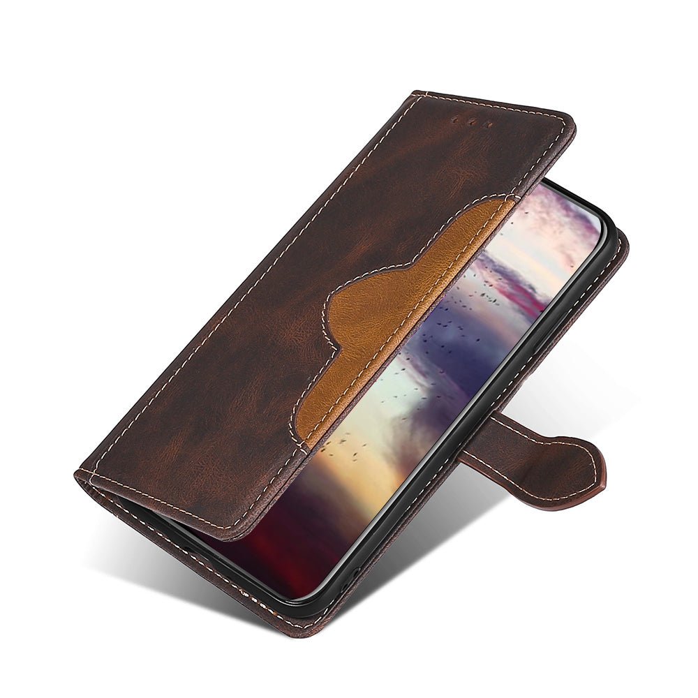 Bi-color Magnetic Clasp Anti-scratch Anti-shock PU Leather and TPU Phone Case Cover with Stand for Honor 50