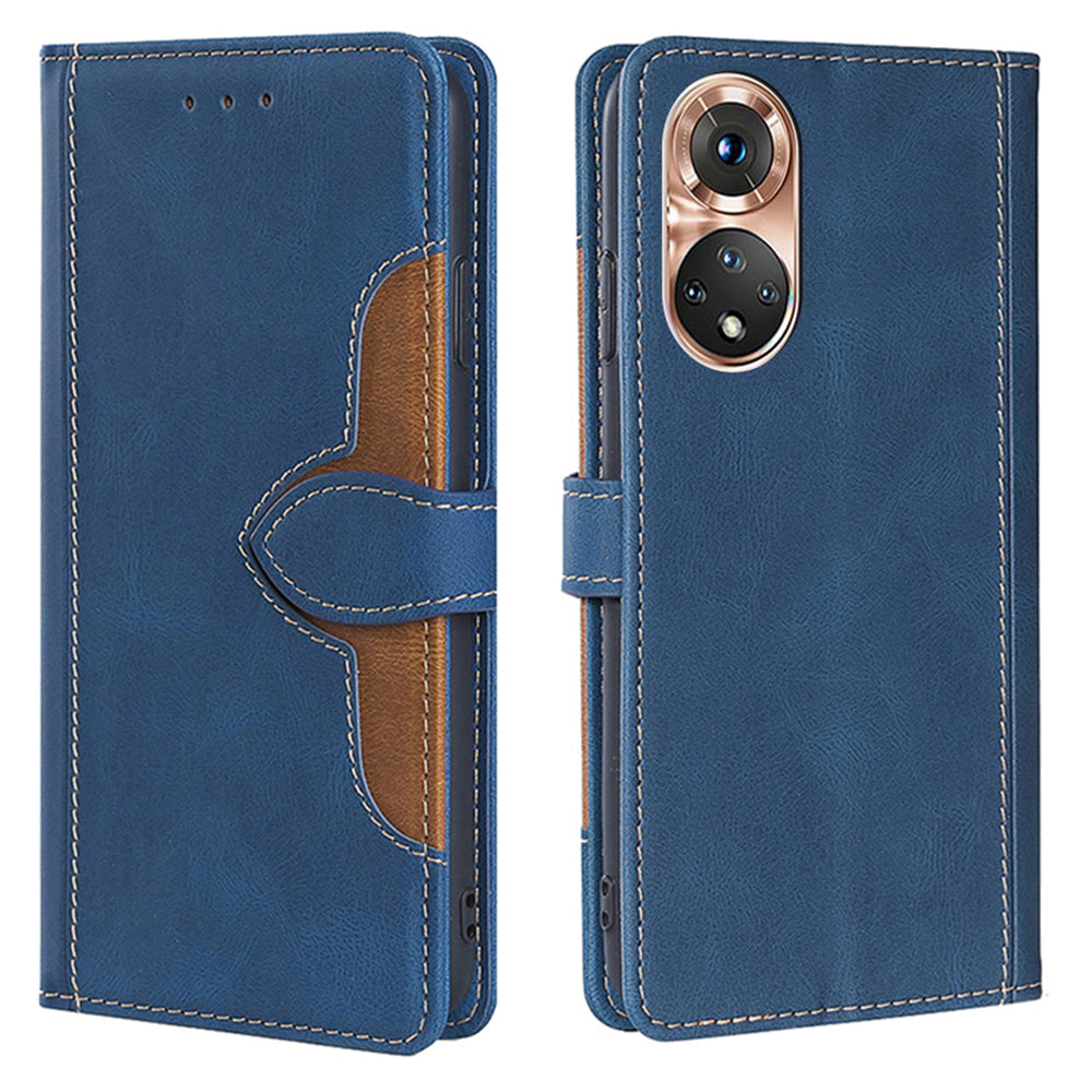 Bi-color Magnetic Clasp Anti-scratch Anti-shock PU Leather and TPU Phone Case Cover with Stand for Honor 50