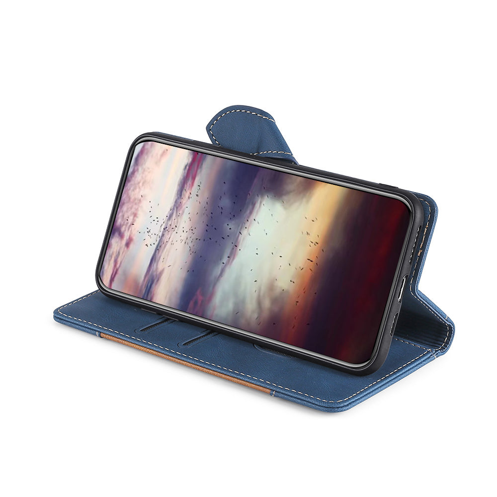 Bi-color Magnetic Clasp Anti-scratch Anti-shock PU Leather and TPU Phone Case Cover with Stand for Honor 50