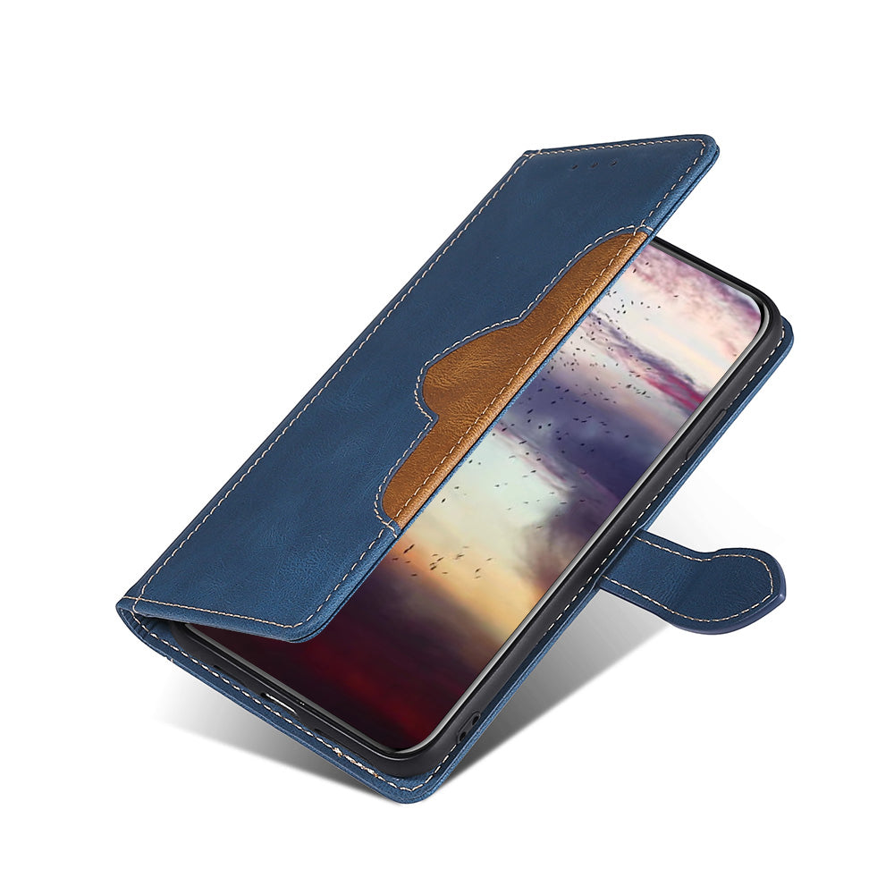 Bi-color Magnetic Clasp Anti-scratch Anti-shock PU Leather and TPU Phone Case Cover with Stand for Honor 50