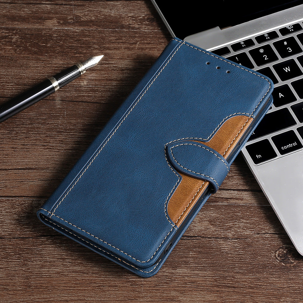 Bi-color Magnetic Clasp Anti-scratch Anti-shock PU Leather and TPU Phone Case Cover with Stand for Honor 50