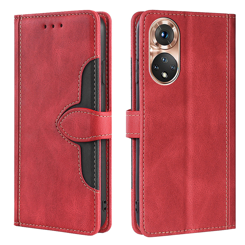 Bi-color Magnetic Clasp Anti-scratch Anti-shock PU Leather and TPU Phone Case Cover with Stand for Honor 50