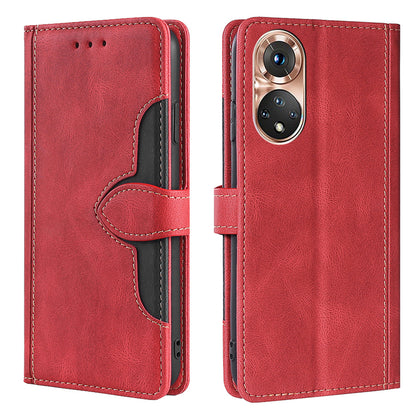 Bi-color Magnetic Clasp Anti-scratch Anti-shock PU Leather and TPU Phone Case Cover with Stand for Honor 50