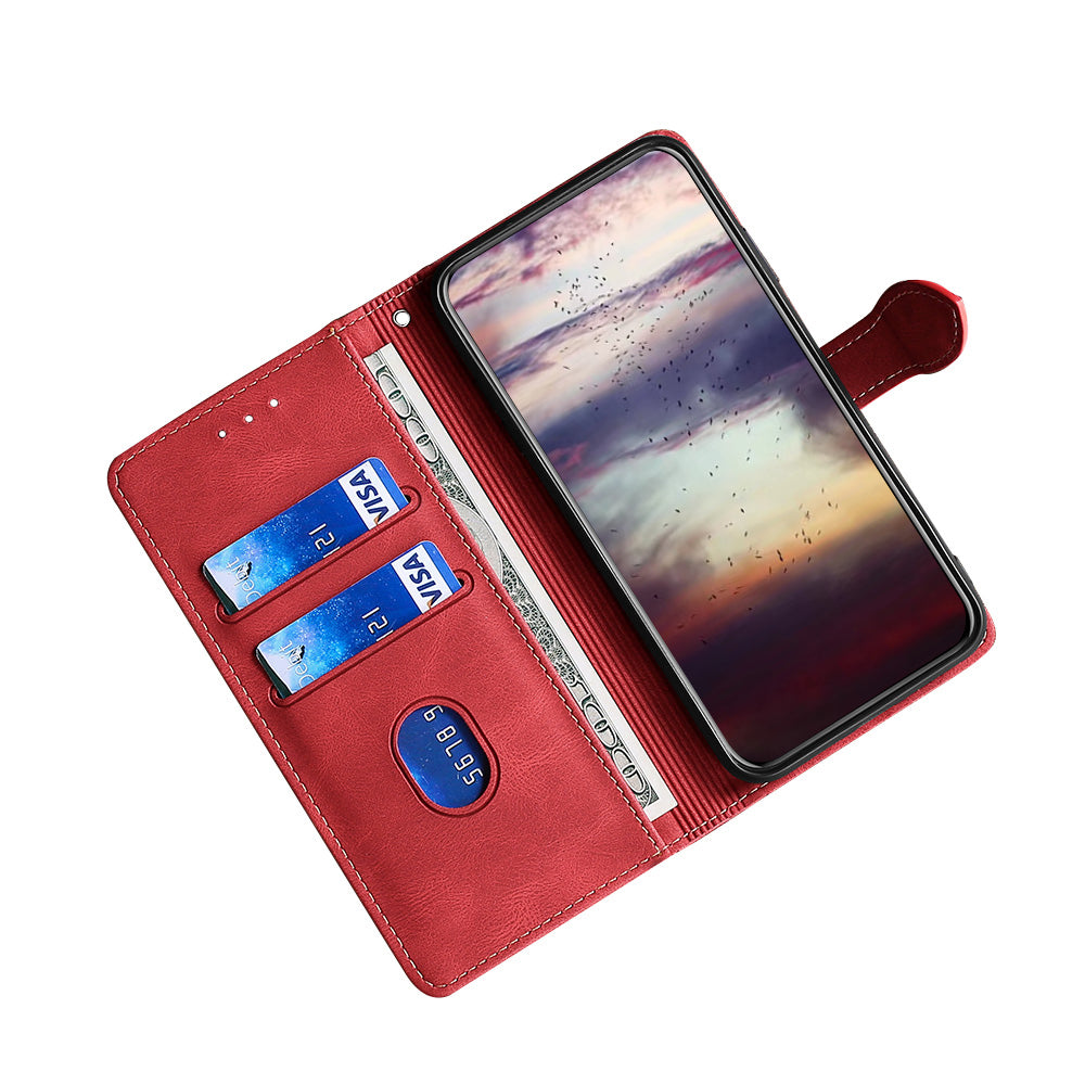 Bi-color Magnetic Clasp Anti-scratch Anti-shock PU Leather and TPU Phone Case Cover with Stand for Honor 50