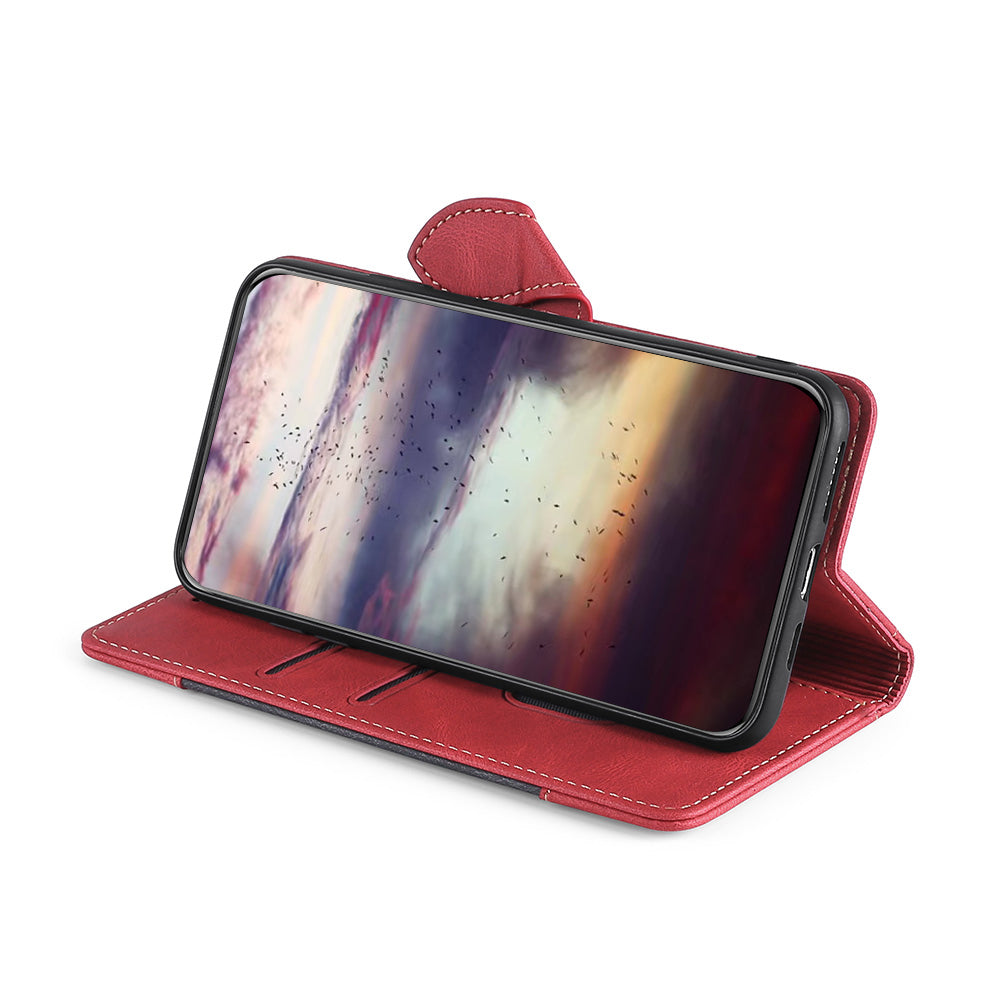 Bi-color Magnetic Clasp Anti-scratch Anti-shock PU Leather and TPU Phone Case Cover with Stand for Honor 50