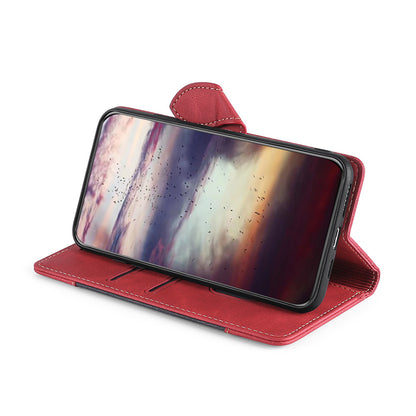 Bi-color Magnetic Clasp Anti-scratch Anti-shock PU Leather and TPU Phone Case Cover with Stand for Honor 50