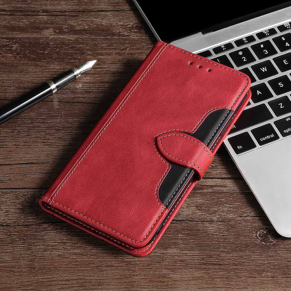 Bi-color Magnetic Clasp Anti-scratch Anti-shock PU Leather and TPU Phone Case Cover with Stand for Honor 50