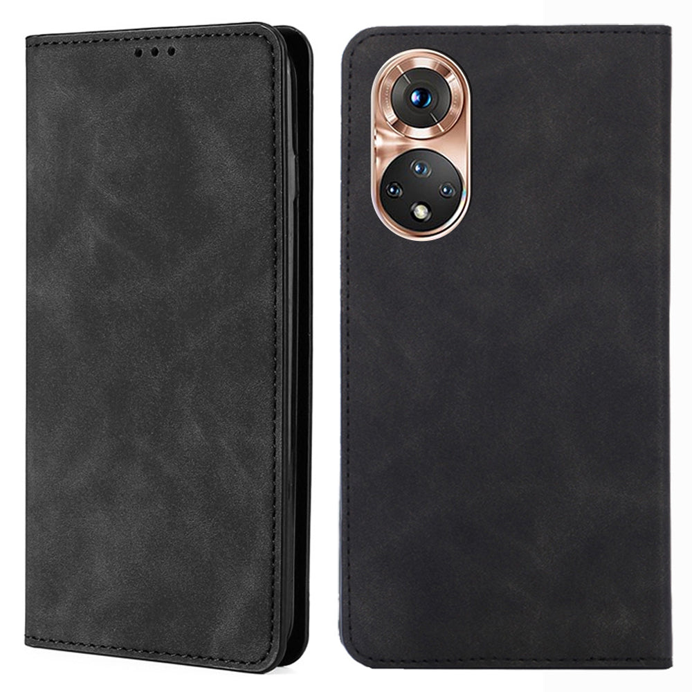 Skin-touch Feeling Magnetic Auto Closing Card Slots PU Leather Stand Phone Protector Case for Honor 50