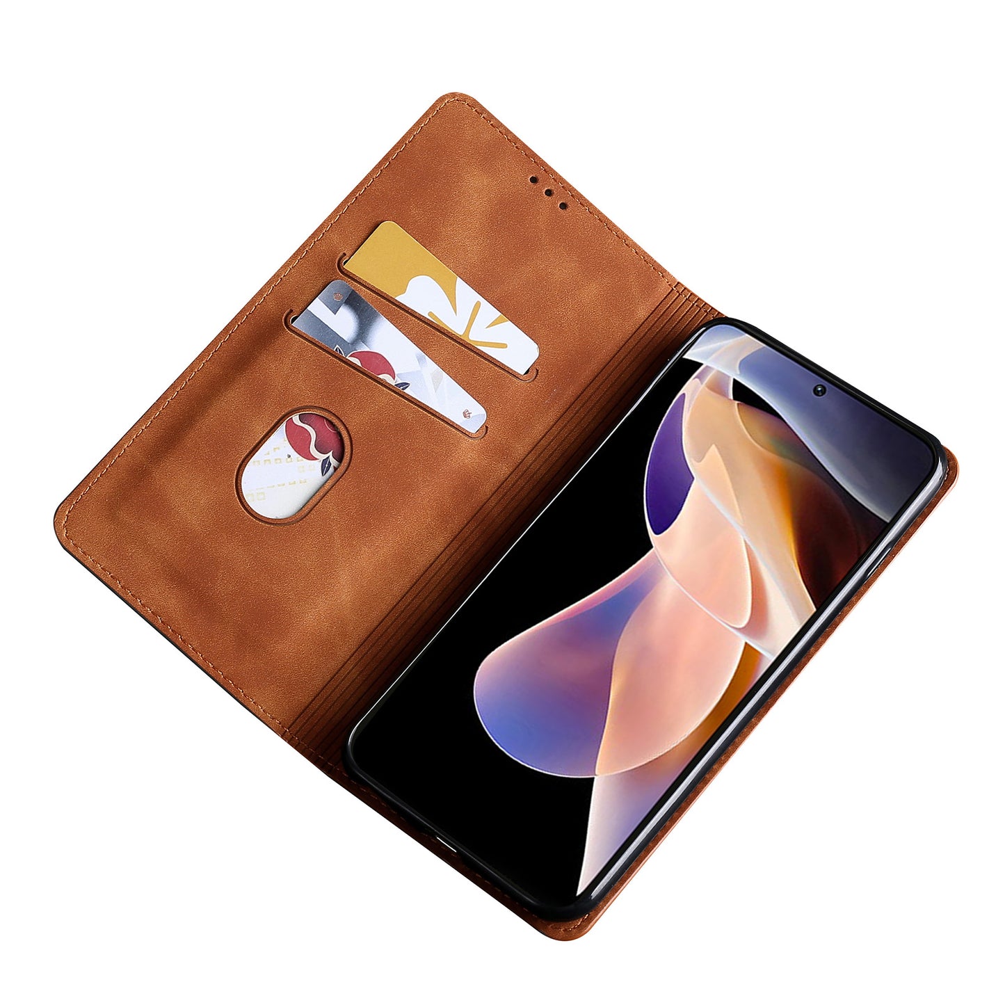Skin-touch Feeling Magnetic Auto Closing Card Slots PU Leather Stand Phone Protector Case for Honor 50