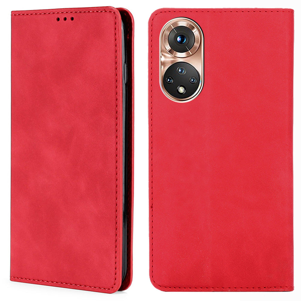 Skin-touch Feeling Magnetic Auto Closing Card Slots PU Leather Stand Phone Protector Case for Honor 50