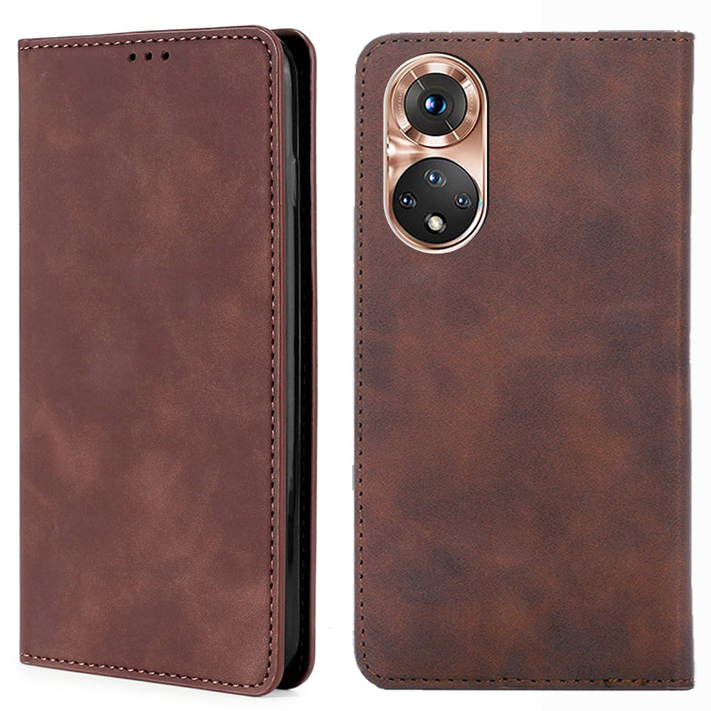 Skin-touch Feeling Magnetic Auto Closing Card Slots PU Leather Stand Phone Protector Case for Honor 50