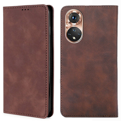 Skin-touch Feeling Magnetic Auto Closing Card Slots PU Leather Stand Phone Protector Case for Honor 50