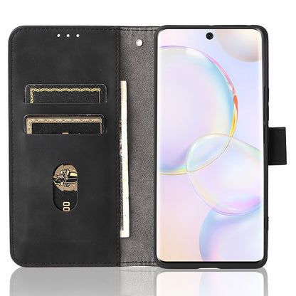 Folio Flip Skin-touch Feeling Stand Wallet Phone Cover Leather Case with Hand Strap for Honor 50