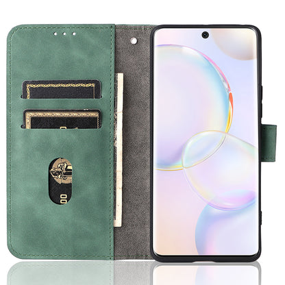 Folio Flip Skin-touch Feeling Stand Wallet Phone Cover Leather Case with Hand Strap for Honor 50