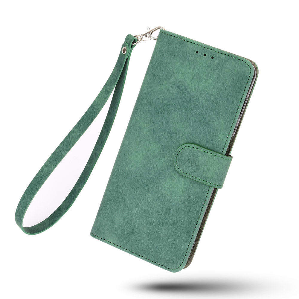 Folio Flip Skin-touch Feeling Stand Wallet Phone Cover Leather Case with Hand Strap for Honor 50