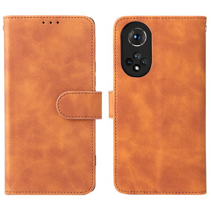 Folio Flip Skin-touch Feeling Stand Wallet Phone Cover Leather Case with Hand Strap for Honor 50