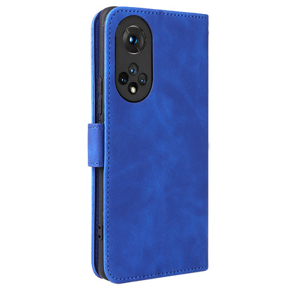 Folio Flip Skin-touch Feeling Stand Wallet Phone Cover Leather Case with Hand Strap for Honor 50