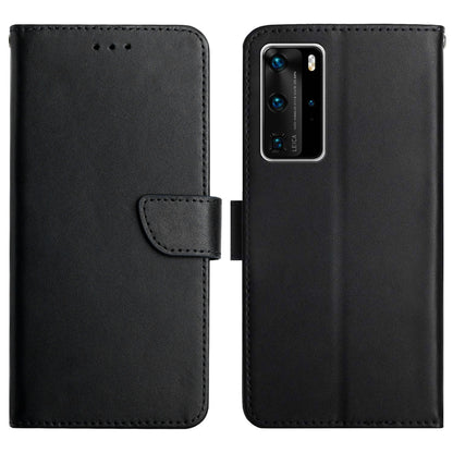 Solid Color Nappa Texture Case Stand Wallet Genuine Leather Mobile Phone Cover for Huawei P40 Pro